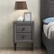 Costway 2PCS Nightstand W/2 Drawer Multipurpose Retro Grey Bedside Table Fully Assembled